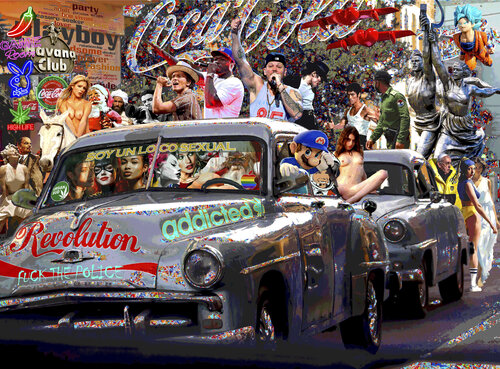 Serie: Teatros de la Democracia. Título: Coke Revolution Man II  - formato XL - Pop surrealismo by El Pop surrealista Ortega, 기타 매체 for Sale on Singulart