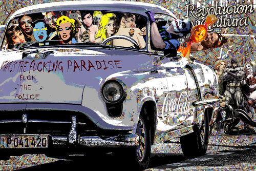 Serie: Teatros de la Democracia. Título: Gotham the fucking Paradise - formato XXL - Pop surrealismo par El Pop surrealista Ortega, Autres supports en vente sur Singulart