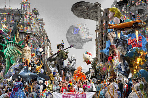 Serie: Cocaína para Isabel la Católica. titulo: Utopías de de un Rey sin reino con los Señores de la Guerra en tierras de Isabel la Católica - formato XXL - Pop surrealismo de El Pop surrealista Ortega, Otros medios a la venta en Singulart