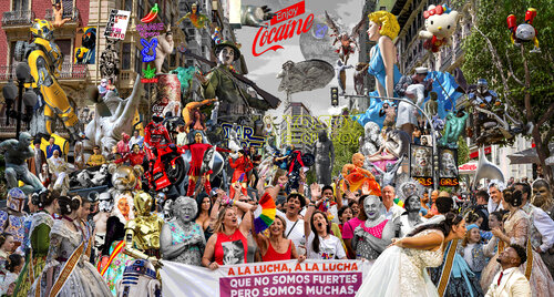 Serie: Teatros de la Democracia. Título: Sueños y Utopías de Botero en el Mediterráneo - formato XXL - Pop surrealismo - Grandes formatos personalizados por encargo para bodas by El Pop surrealista Ortega, デジタル for Sale on Singulart