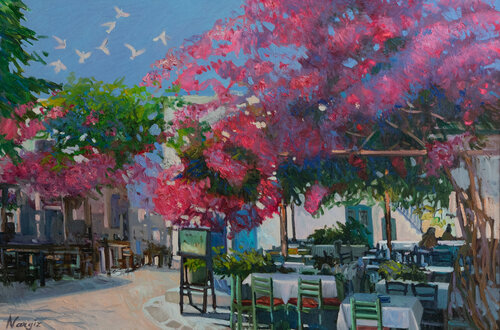 Greece. Café de Nargiz Guliyeva, Pintura a la venta en Singulart