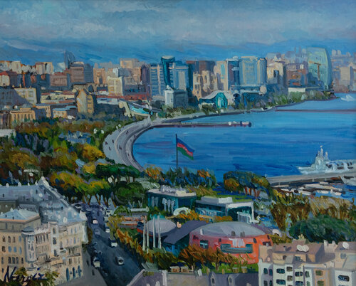 Baku. View from above on the embankment von Nargiz Guliyeva, Malerei kaufen auf Singulart