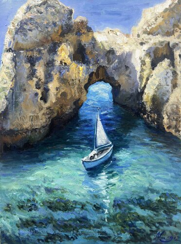 Arch of light. Blue passage par Nargiz Guliyeva, Peinture en vente sur Singulart