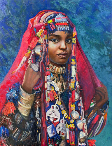Keeper of amulets. Africa/ African gtribe of Berbers par Nargiz Guliyeva, Peinture en vente sur Singulart