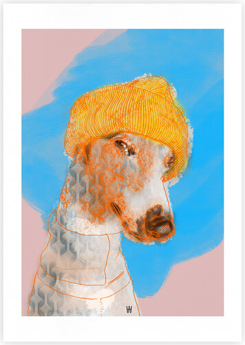 Bowie mit Beanie by Wiebke Aschemann, Print for Sale on Singulart