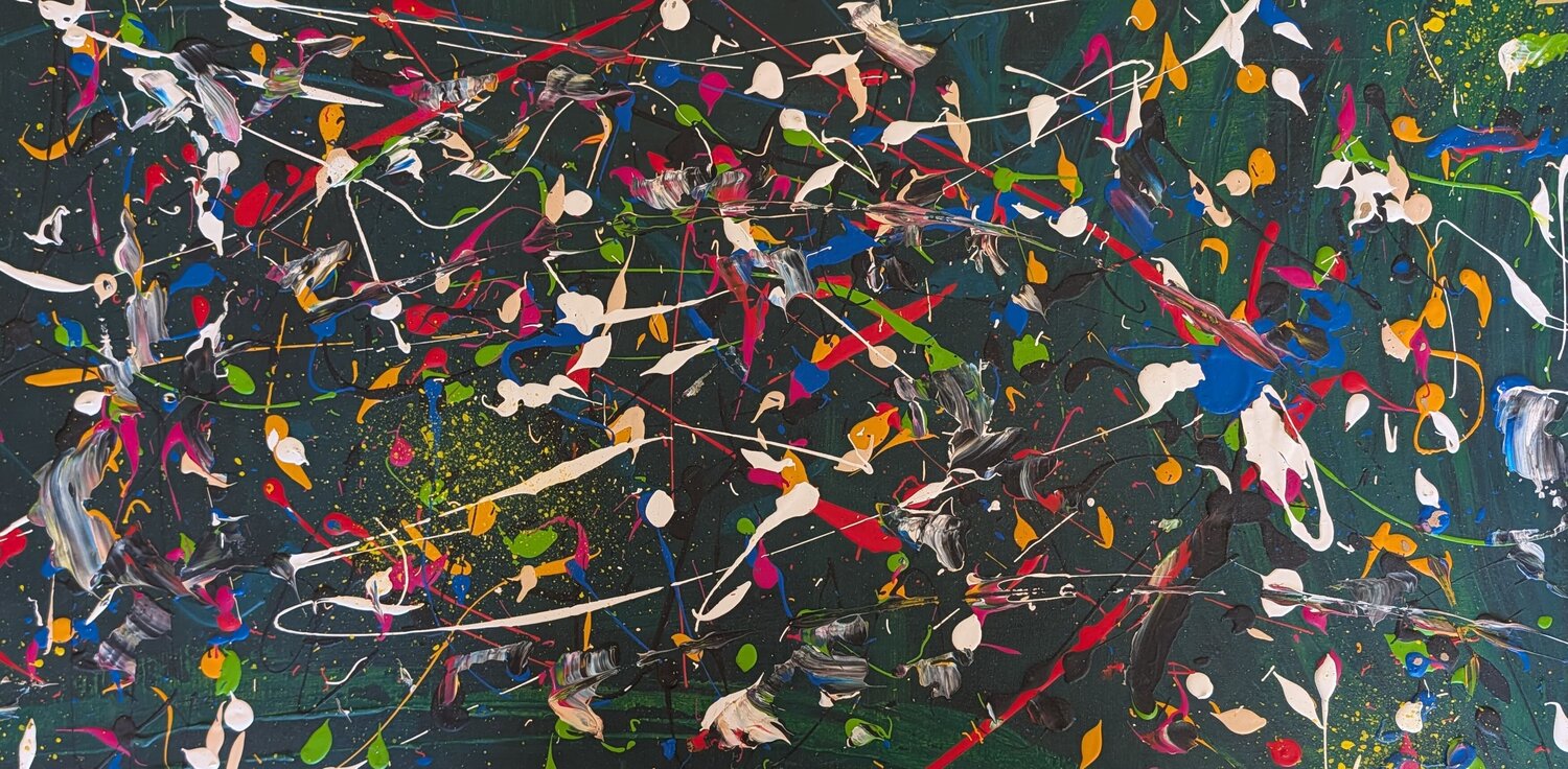 colours sur jaune 2 Hans Oerlemans Original painting for sale