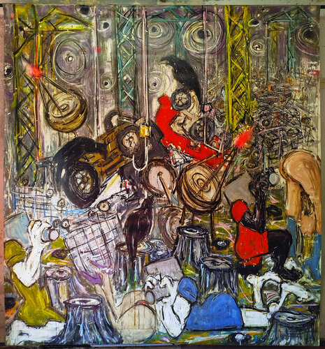 We Are Building for You (Original title: Hier entstehen ihre neue eigentums Wohnungen, vom Johann Eisenzahn von Beltor) von Ivan Jovanovic oRSoF, Malerei kaufen auf Singulart