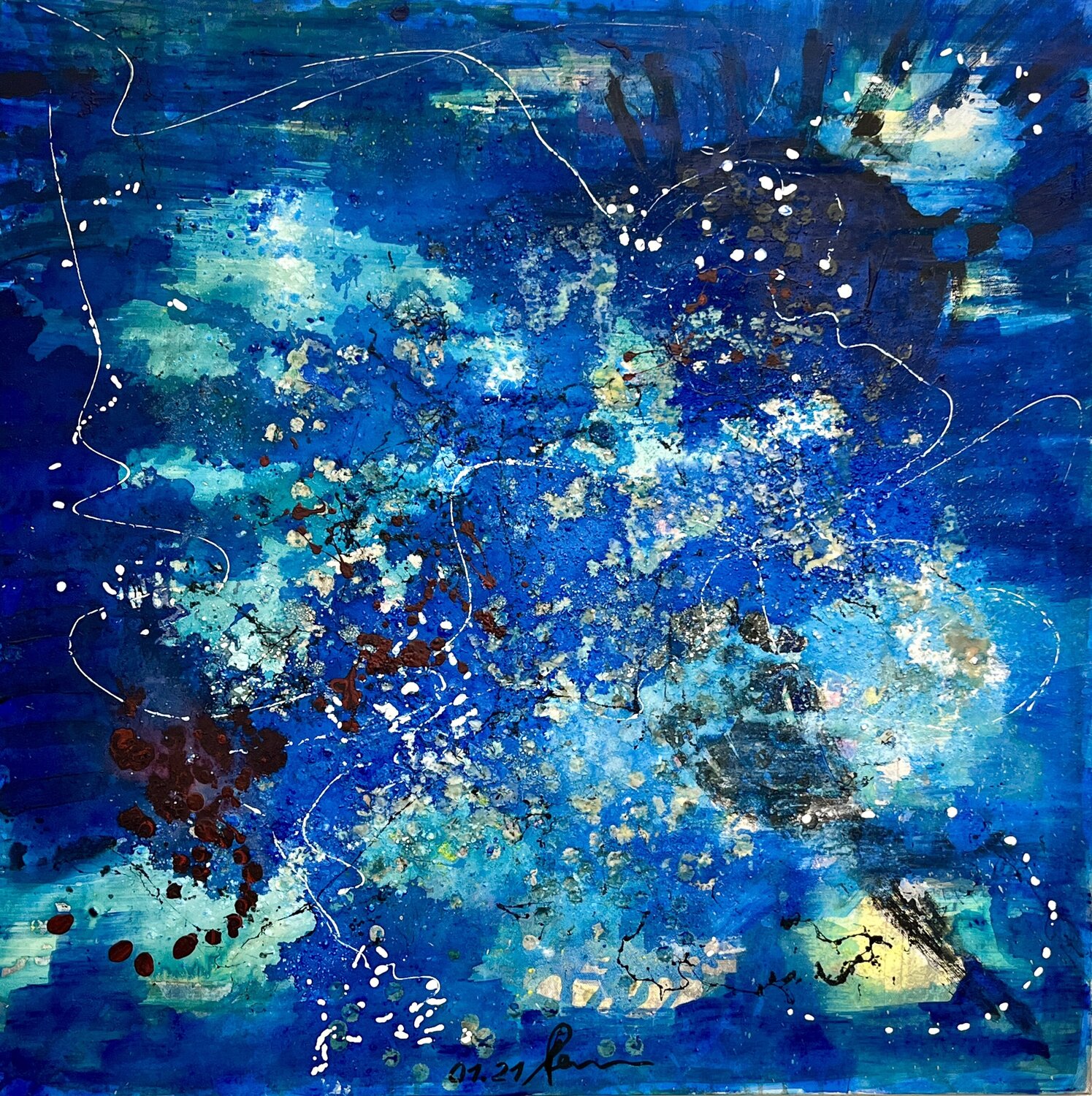 Night sky with star trails Heiner Lienhard Originalgemälde zu verkaufen