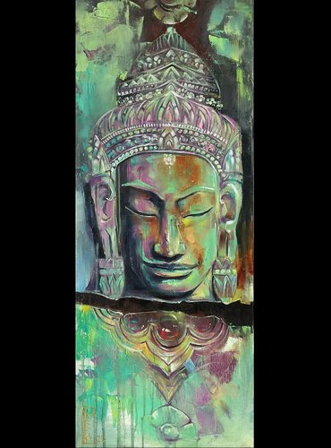 Colorful inspired by Angkor Wat di Petko Dzhelebov, Pittura in vendita su Singulart