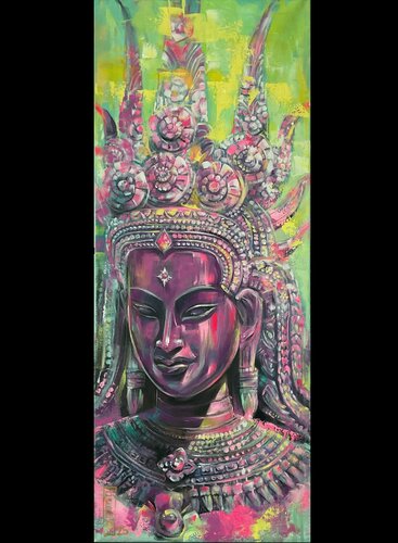 Khmer Apsara inspired by Angkor Wat de Petko Dzhelebov, Pintura a la venta en Singulart