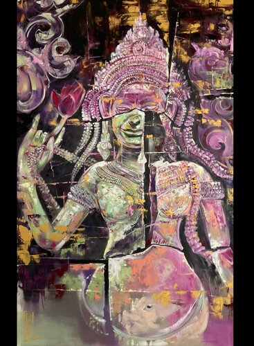 Khmer Apsara van Petko Dzhelebov, Schilderij te koop op Singulart