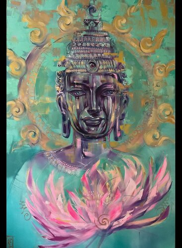 Healthy protect Buddha by Petko Dzhelebov, 油畫 for Sale on Singulart
