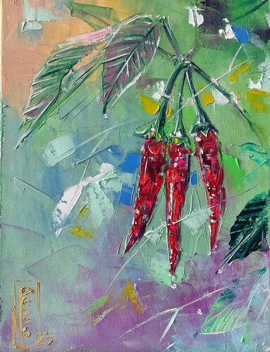 Red hot chilli peppers par Petko Dzhelebov, Peinture en vente sur Singulart
