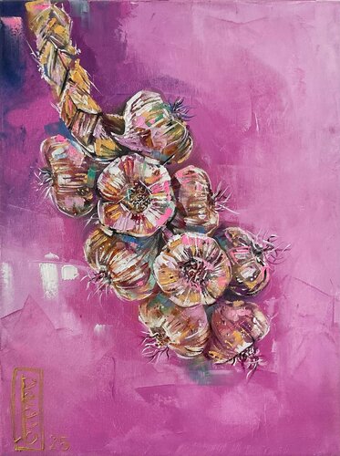 Pink garlic van Petko Dzhelebov, Schilderij te koop op Singulart