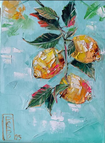 Abstract lemon tree di Petko Dzhelebov, Pittura in vendita su Singulart