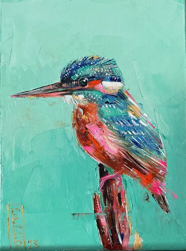 King fisher van Petko Dzhelebov, Schilderij te koop op Singulart
