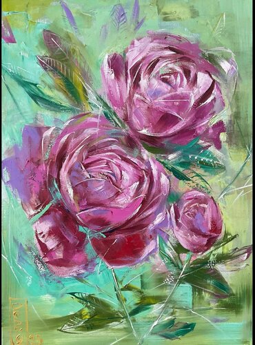 Abstract peony flower van Petko Dzhelebov, Schilderij te koop op Singulart