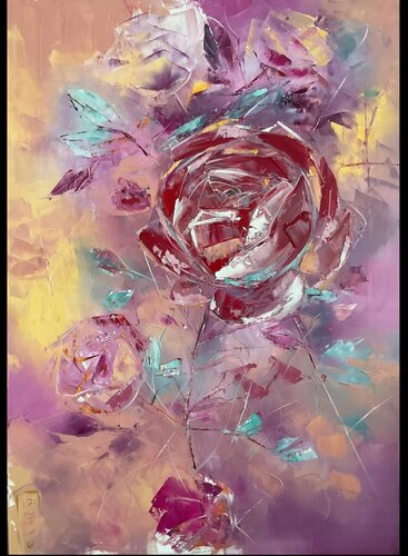 Abstract rose di Petko Dzhelebov, Pittura in vendita su Singulart