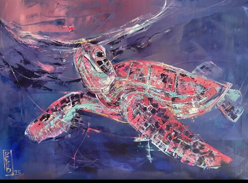 Abstract Sea turtle de Petko Dzhelebov, Pintura a la venta en Singulart