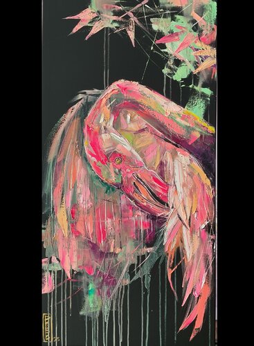 Flamingo abstract von Petko Dzhelebov, Malerei kaufen auf Singulart