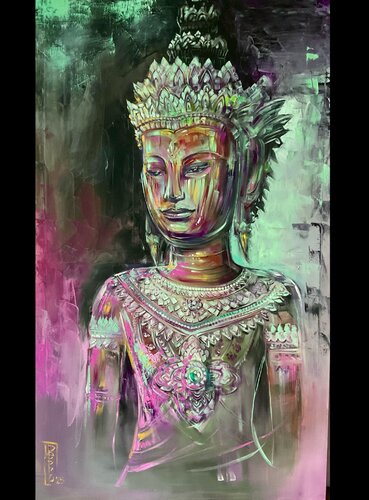 Purple Buddha di Petko Dzhelebov, Pittura in vendita su Singulart