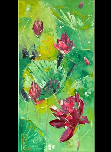Abstract Lotos flowers van Petko Dzhelebov, Schilderij te koop op Singulart