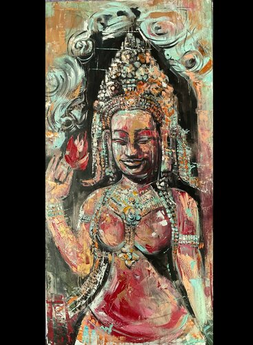 Khmer Apsara van Petko Dzhelebov, Schilderij te koop op Singulart