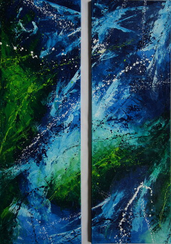Mountain Stream Fairy (Diptych) van Ansgar Dressler, Schilderij te koop op Singulart