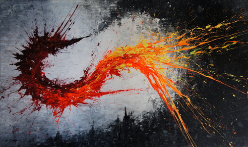Twisting Fire V (Spirits Of Skies 240168) [CANVAS ONLY] par Ansgar Dressler, Peinture en vente sur Singulart