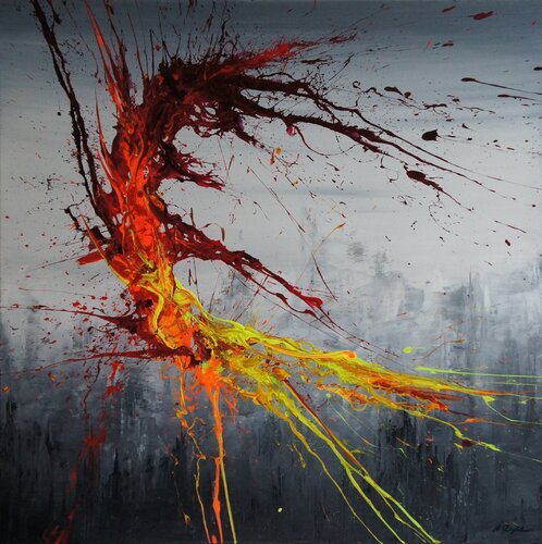 Twisting Fire X (Spirits Of Skies 100222) by Ansgar Dressler, Painting for Sale on Singulart
