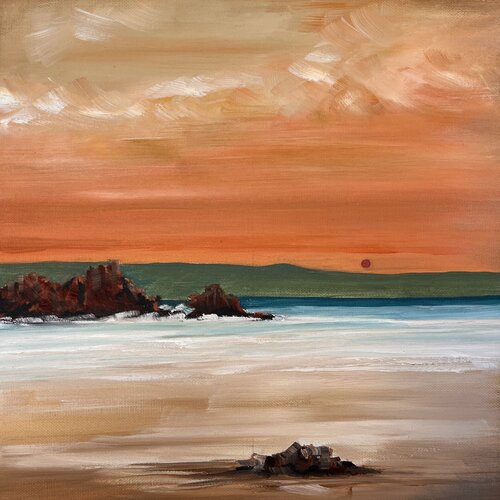 Sunset on the coast by Nataliia Zevaikina, Painting for Sale on Singulart