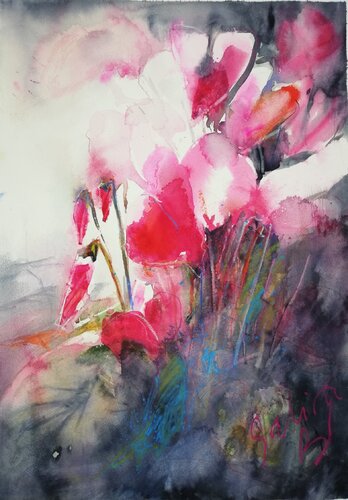Ciclamini di sera van Sabine Blomqvist, Werk op papier te koop op Singulart