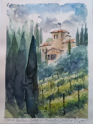 Terre di Baccio nel Chianti de Sabine Blomqvist, Obra en papel a la venta en Singulart