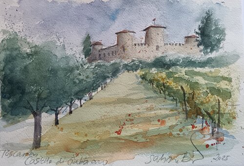 Castello di Gabbiano nel Chianti de Sabine Blomqvist, Obra en papel a la venta en Singulart