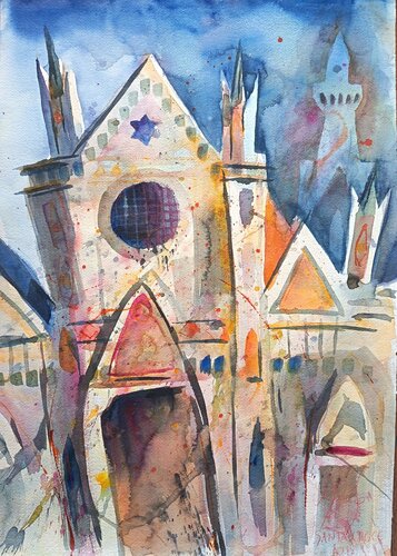 Basilica di Piazza Santa Croce a Firenze de Sabine Blomqvist, Pintura a la venta en Singulart