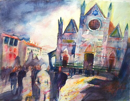 Piazza Santa Croce a Firenze von Sabine Blomqvist, Malerei kaufen auf Singulart