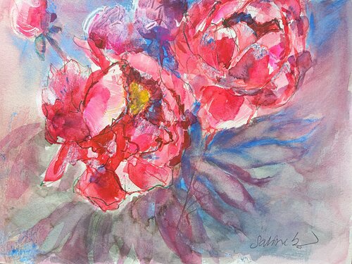 Peonie per te de Sabine Blomqvist, Obra en papel a la venta en Singulart