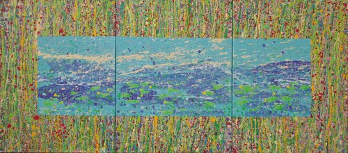 Triptyque de nénuphars van Michel Delage, Schilderij te koop op Singulart