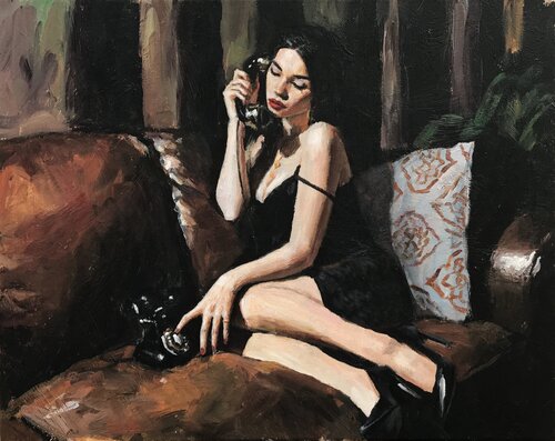 Black Phone VII von Fabian Perez, Malerei kaufen auf Singulart