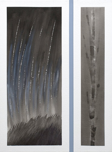 Birches and abstract von Gabriele Casale, Malerei kaufen auf Singulart