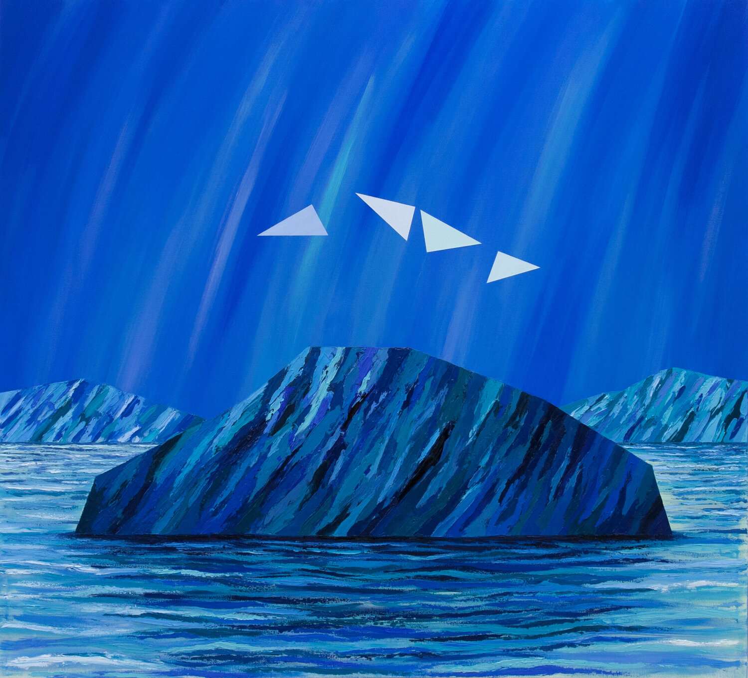 「海の旅へ」板絵テンペラ画 海の旅へ」板絵テンペラ画