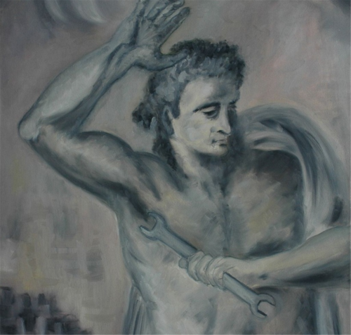 L'idraulico dall'animo bogartiano by Gianni Liotti, Painting for Sale on Singulart