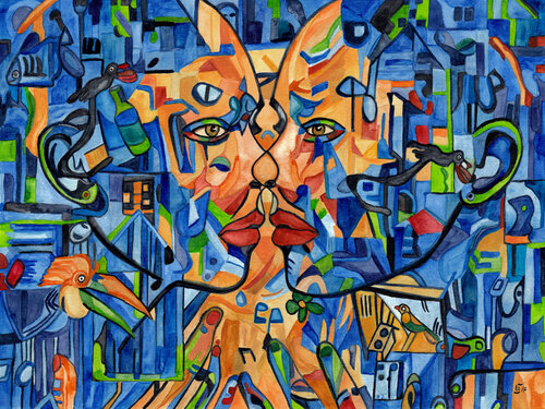 4 view directions par Vera Boldt, Peinture en vente sur Singulart