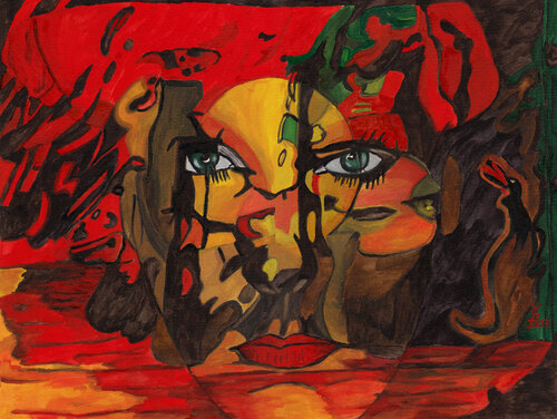 Maskerade oder über das vortäuschen, das verkleiden, das vorspielen de Vera Boldt, Pintura a la venta en Singulart