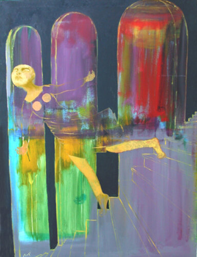 Femme à l'escalier n°1 de Jean-Yves Benzi, Pintura a la venta en Singulart
