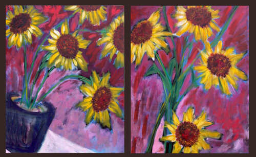 dyptique  "bouquet double aux tournesols" de Jean-Yves Benzi, Pintura a la venta en Singulart