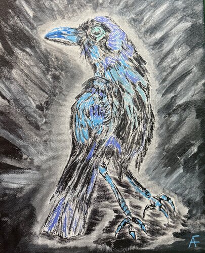 Infinite One - The Sketchy Raven von Alison Forsberg, Malerei kaufen auf Singulart