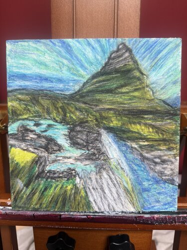 Kirkjufell and Kirkjufellfoss in Iceland by Alison Forsberg, 소묘 for Sale on Singulart