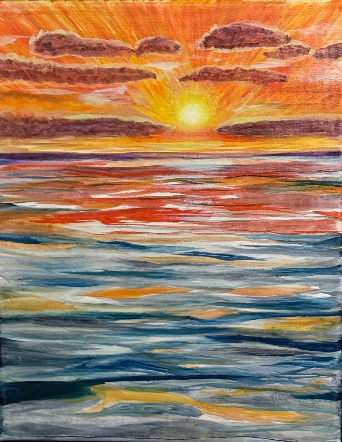 Crimson and Gold Sea Alison Forsberg Originalgemälde zu verkaufen