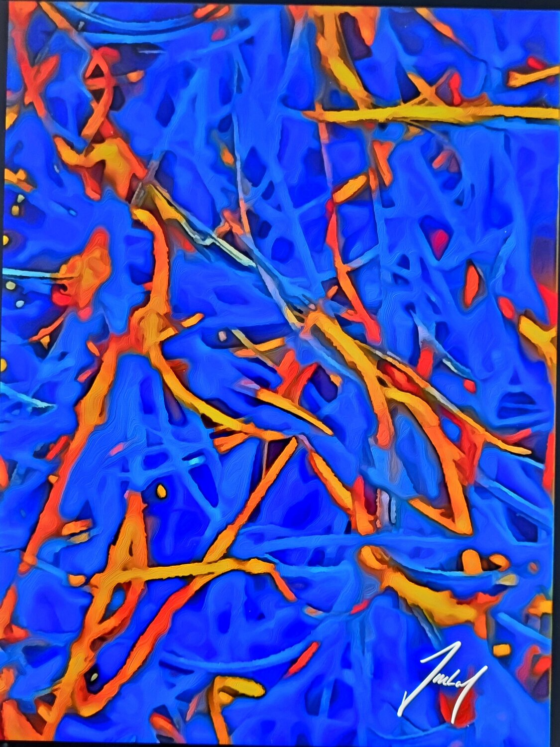 The blue and  orange mystery Roman Imhof Original painting for sale